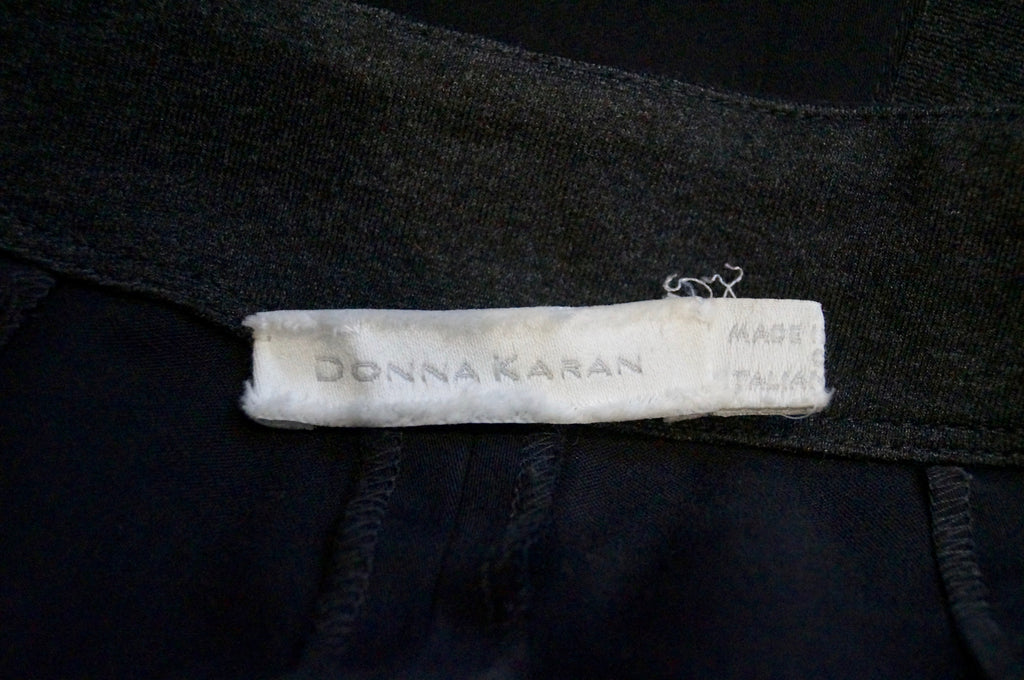 DONNA KARAN NEW YORK Black Charcoal Grey Under Foot Leggings Trousers Pants 10