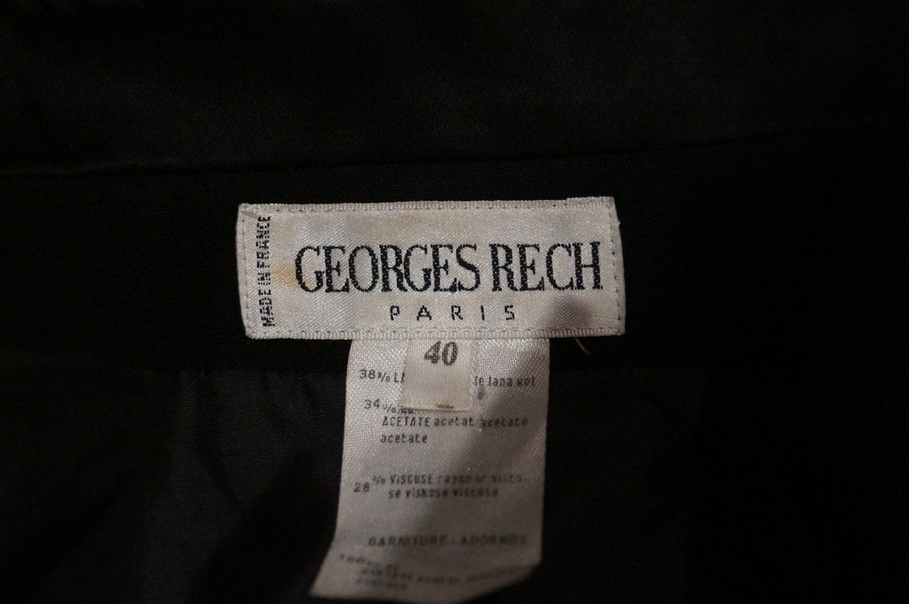 GEORGES RECH Women's Black Wool Blend Sheen Lapels Evening Blazer Jacket 40 UK12
