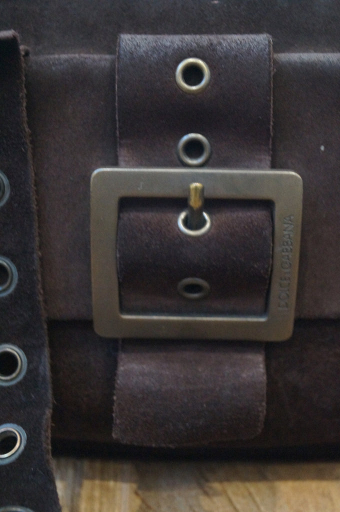 DOLCE & GABBANA Women's Brown Suede Zip Fastened Double Strap Tote Shoulder Bag