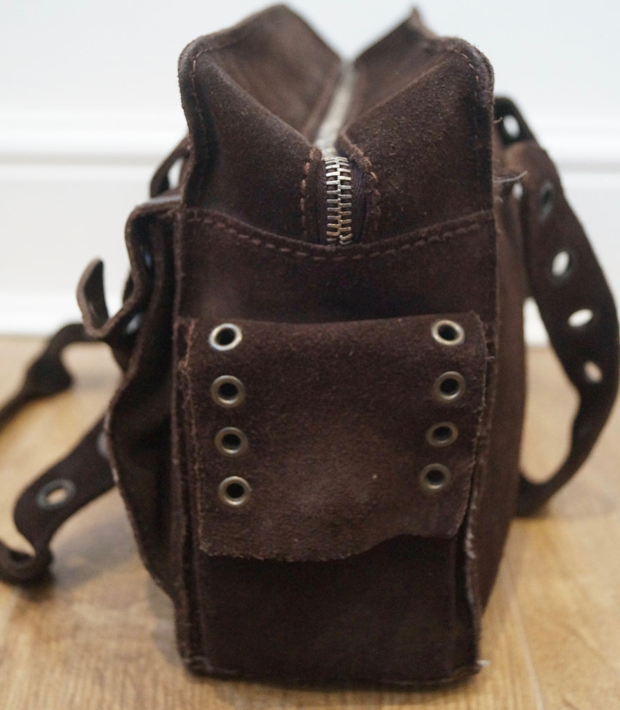 DOLCE & GABBANA Women's Brown Suede Zip Fastened Double Strap Tote Shoulder Bag