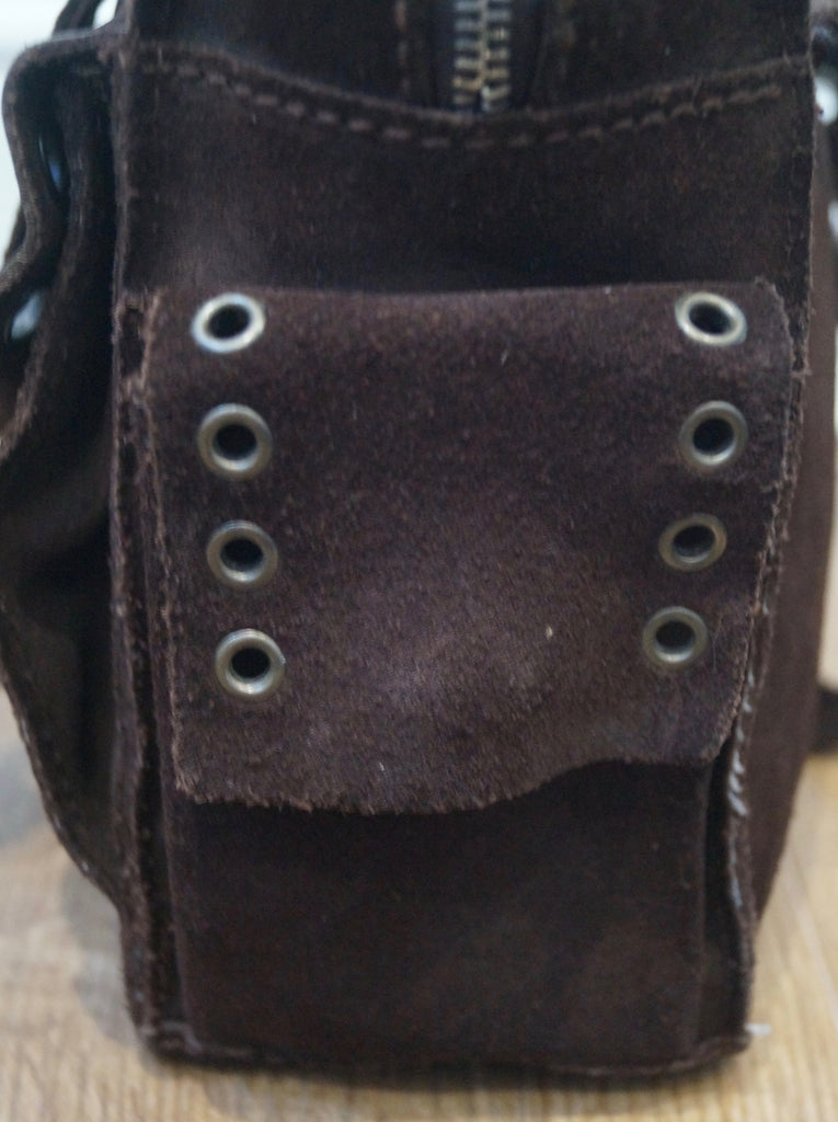 DOLCE & GABBANA Women's Brown Suede Zip Fastened Double Strap Tote Shoulder Bag