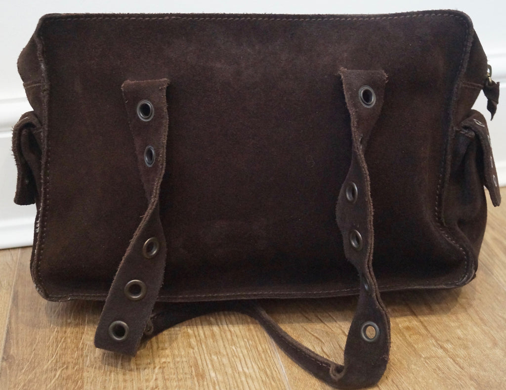 DOLCE & GABBANA Women's Brown Suede Zip Fastened Double Strap Tote Shoulder Bag