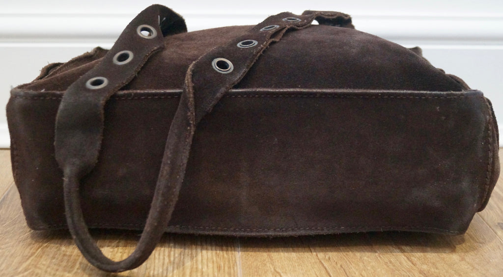 DOLCE & GABBANA Women's Brown Suede Zip Fastened Double Strap Tote Shoulder Bag