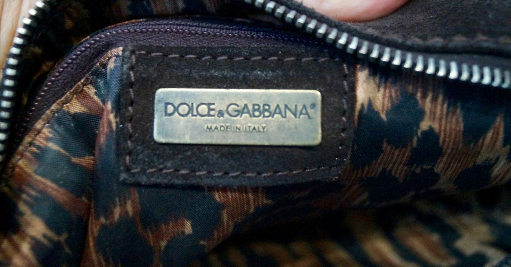 DOLCE & GABBANA Women's Brown Suede Zip Fastened Double Strap Tote Shoulder Bag