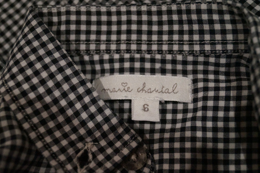 MARIE CHANTAL Boy's 100% Cotton Black & White Check Collared Long Sleeve Shirt 6
