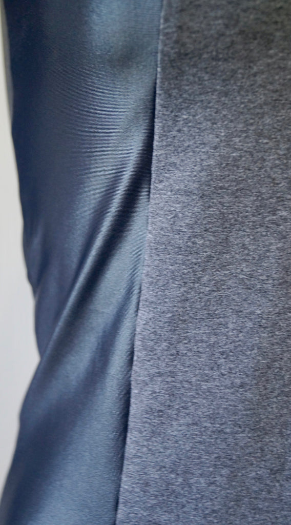 BODYISM Designer Charcoal Grey & Blue Black Panel Workout Gym Tank Vest Top Sz:M