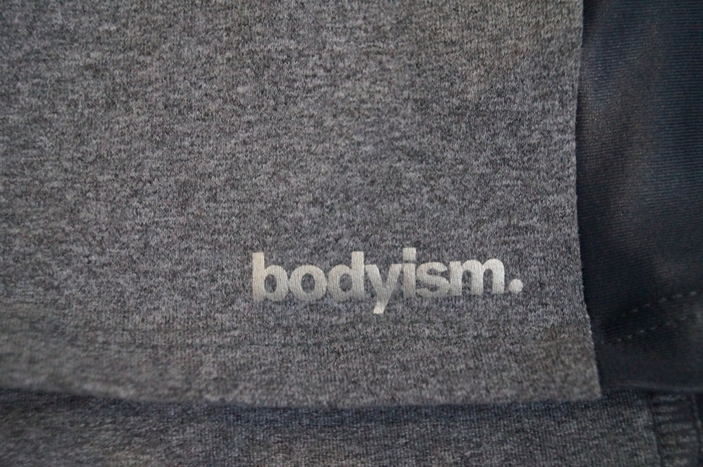BODYISM Designer Charcoal Grey & Blue Black Panel Workout Gym Tank Vest Top Sz:M