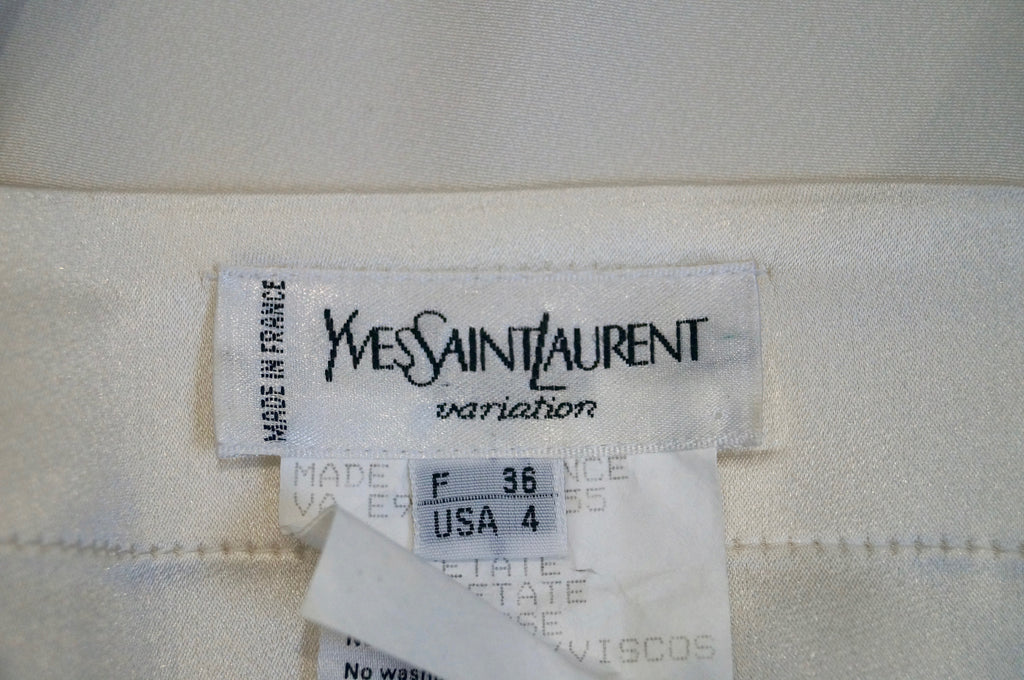 YVES SAINT LAURENT VARIATION Cream Square Neck Short Sleeve Blouse Top F36 UK8