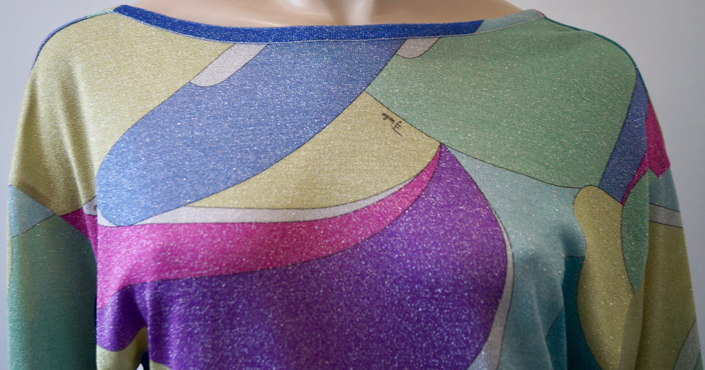 EMILIO PUCCI FIRENZE Multi-Colour Metallic Thread Branded Jumper Sweater I40 UK8