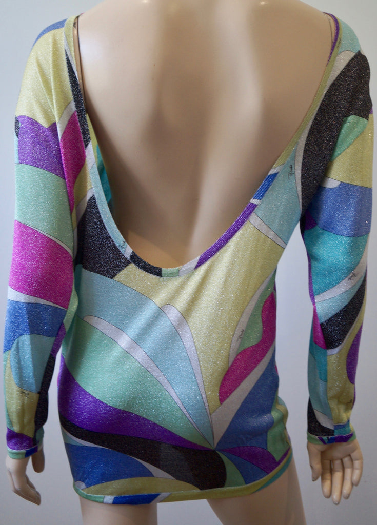 EMILIO PUCCI FIRENZE Multi-Colour Metallic Thread Branded Jumper Sweater I40 UK8