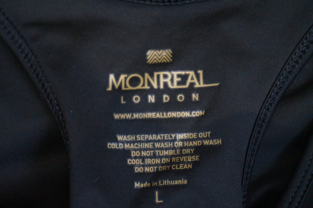 MONREAL LONDON Women's Black Activewear Round Neck Sleeveless Tank Vest Top L