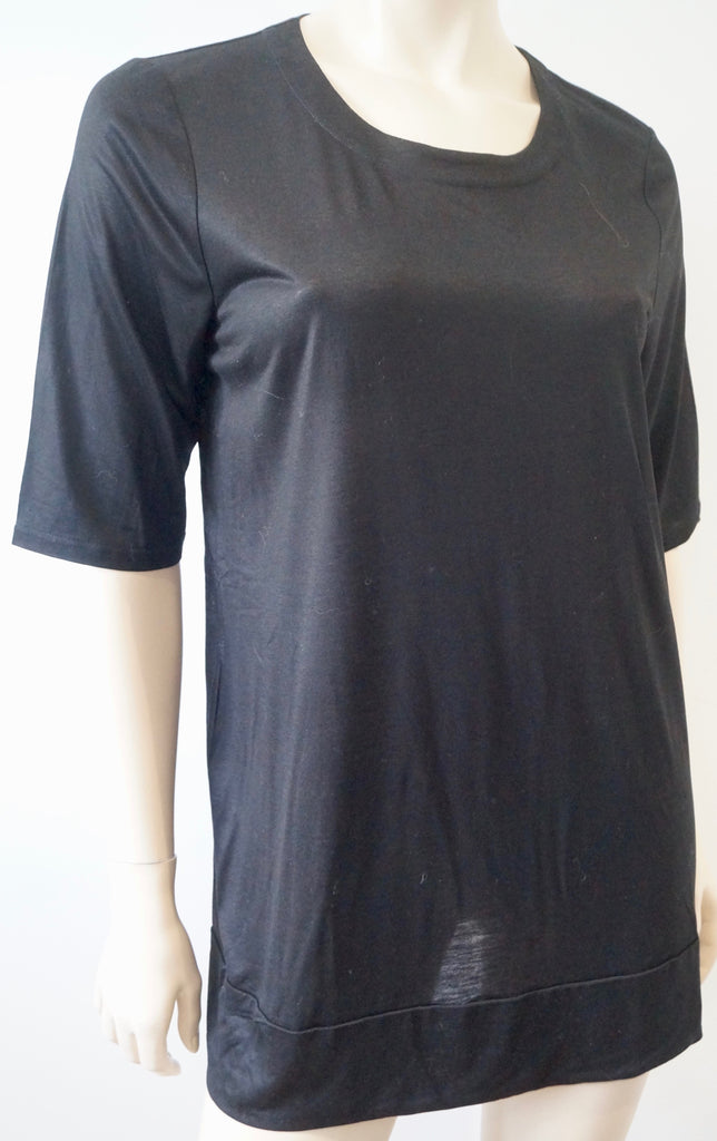 LA PERLA Black Round Neck Sheer Rear Silk Panel Short Sleeve T-Shirt Tee Top 14