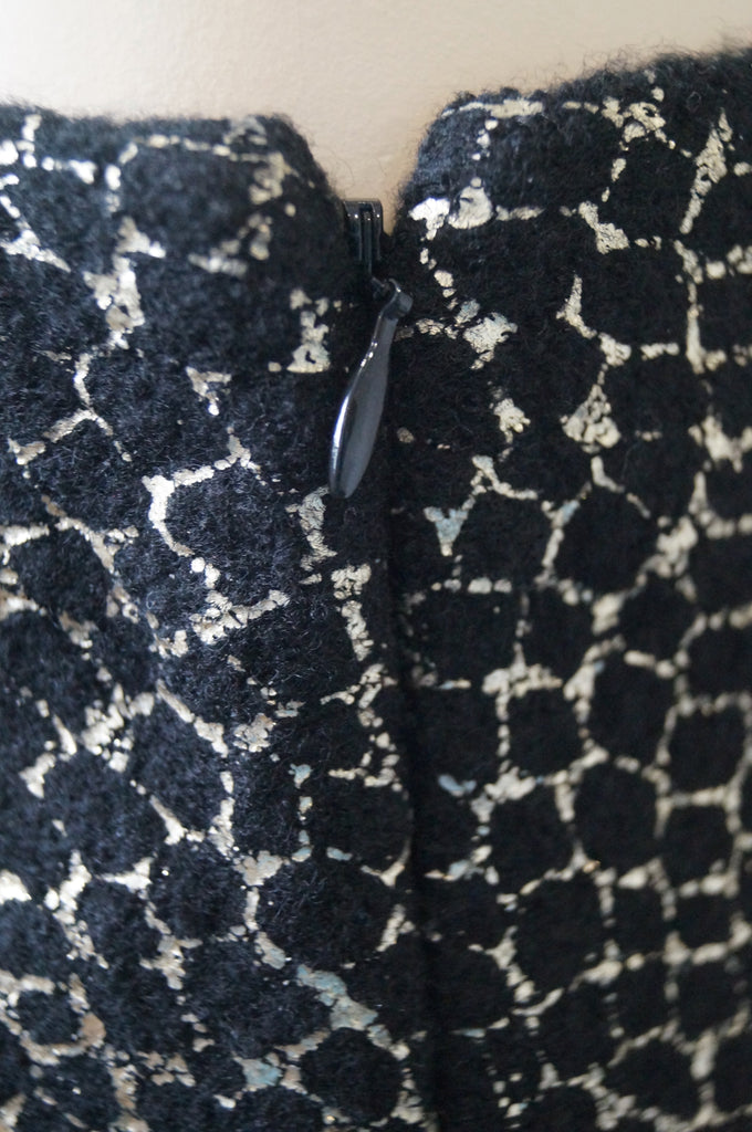 DIANE VON FURSTENBERG Black & Gold 100% Wool Animal Print Short Mini Skirt S