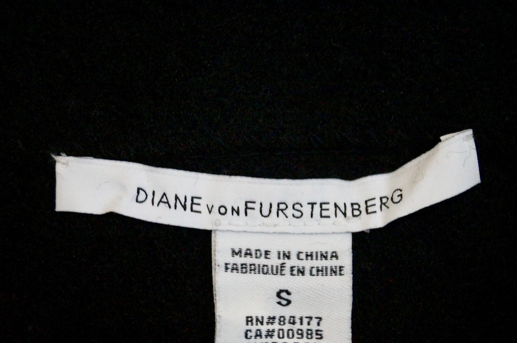 DIANE VON FURSTENBERG Black & Gold 100% Wool Animal Print Short Mini Skirt S