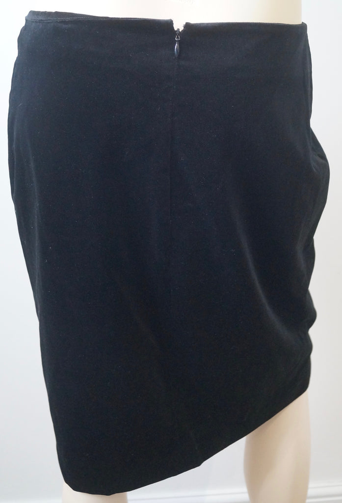 SALVATORE FERRAGAMO Women's Black 100% Cotton Velvet Pencil Skirt 46 UK18