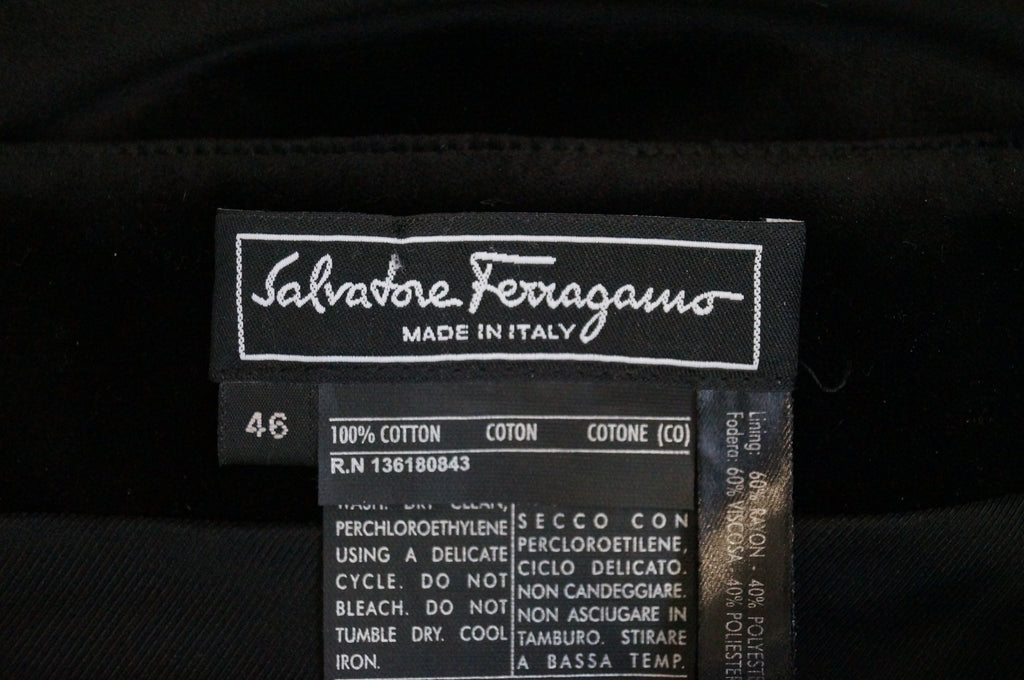 SALVATORE FERRAGAMO Women's Black 100% Cotton Velvet Pencil Skirt 46 UK18