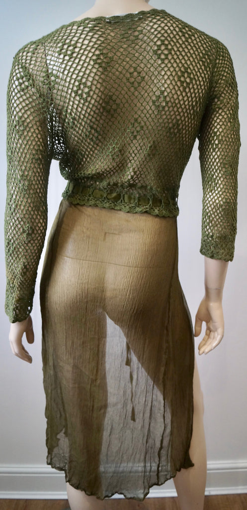 DAY BIRGER ET MIKKELSEN Khaki Green 100% Silk Loose Knitwear Cardigan Top M