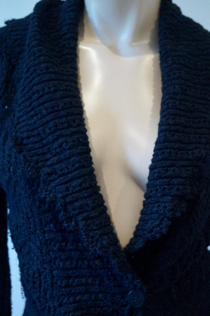 BY MALENE BIRGER Midnight Blue Cotton Blend Loose Chunky Knit Cardigan Top XS