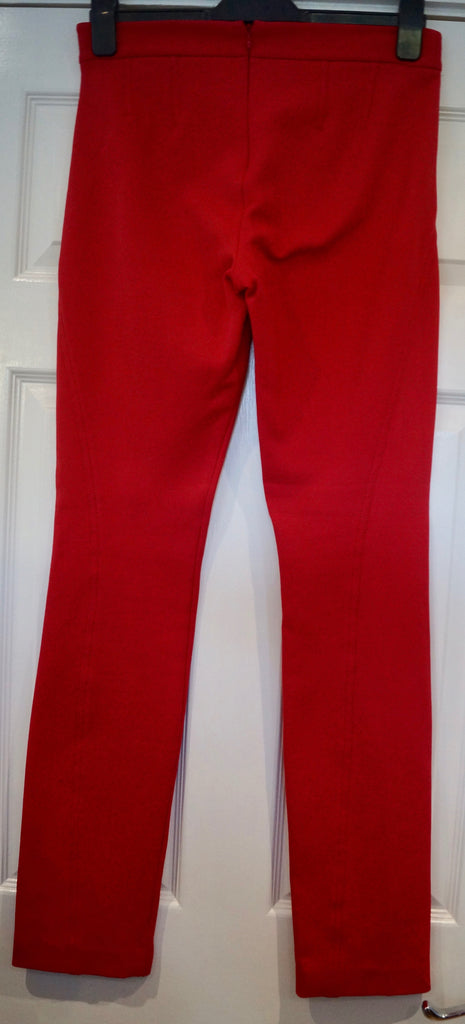 DONNA KARAN Red Cotton Blend Slim Leg Fitted Jodhpur Style Trousers Pants UK8
