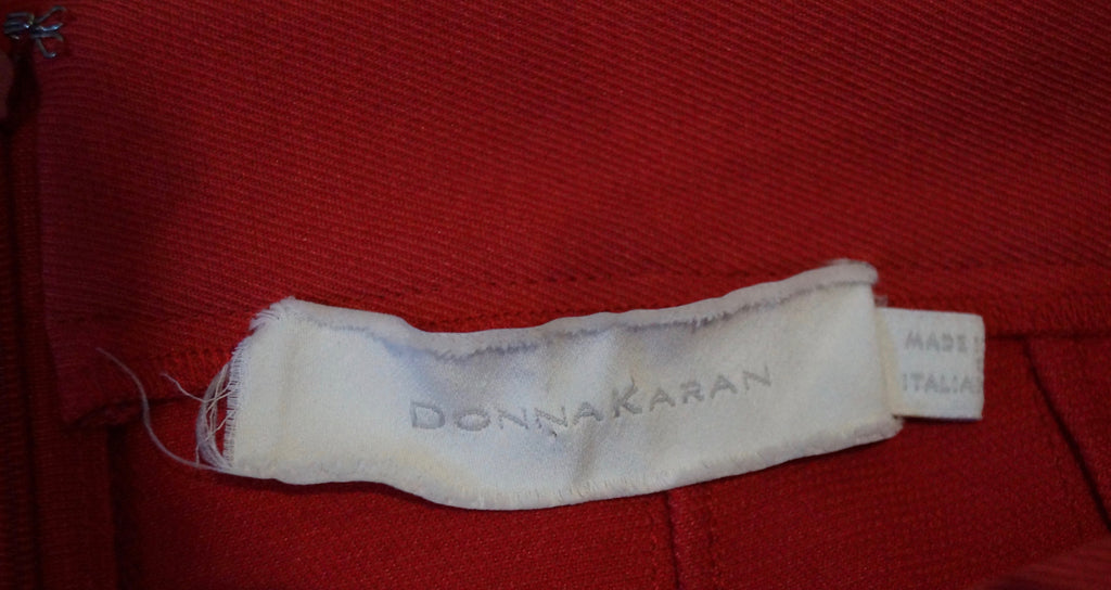 DONNA KARAN Red Cotton Blend Slim Leg Fitted Jodhpur Style Trousers Pants UK8