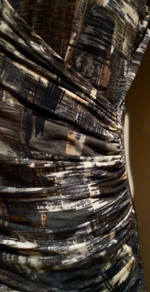 DEBORAH JAMES Women's Grey V Neckline Sleeveless Gathered Waist Dress T2 BNWT