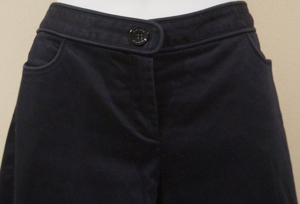 BURBERRY Designer Midnight Blue Cotton Stretch Slim Leg Trousers Pants IT42 UK10