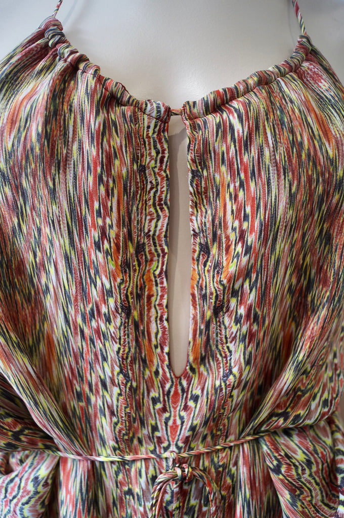 HAUTE HIPPIE Multi-Colour Silk Abstract Print Sleeveless Backless Halteneck Top