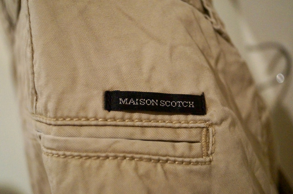 MAISON SCOTCH Designer Beige 100% Cotton Tapered Casual Trousers Pants W29 L32