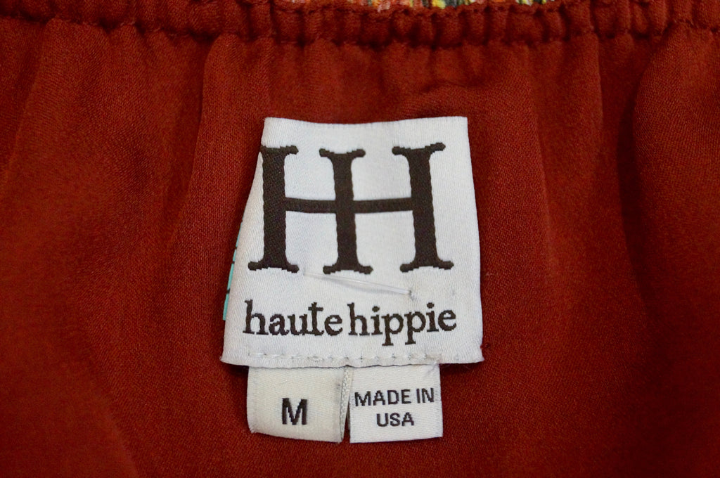 HAUTE HIPPIE Multi-Colour Silk Abstract Print Sleeveless Backless Halteneck Top