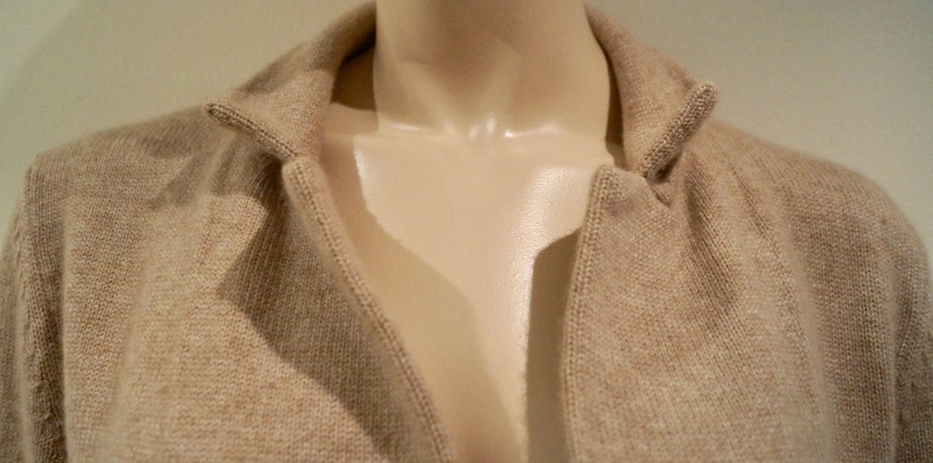 ANNECLAIRE Women's Beige 100% Cashmere Knitwear Casual Cardigan Jacket IT46 UK14