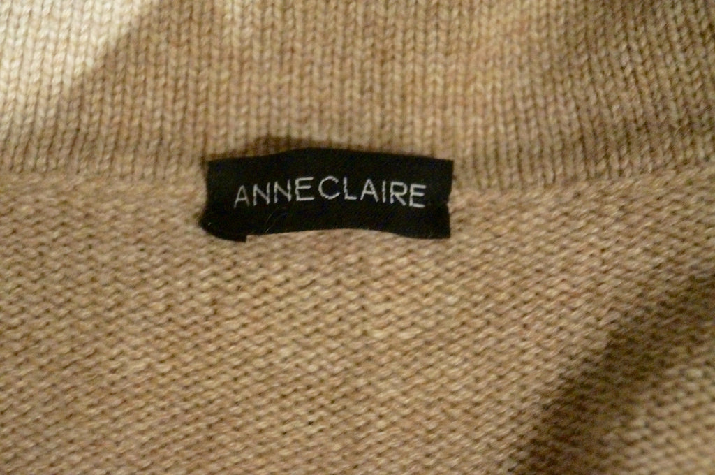 ANNECLAIRE Women's Beige 100% Cashmere Knitwear Casual Cardigan Jacket IT46 UK14