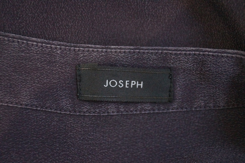JOSEPH Deep Purple Plum Silk Collarless Long Sleeve Blouse Shirt Top 38 UK10