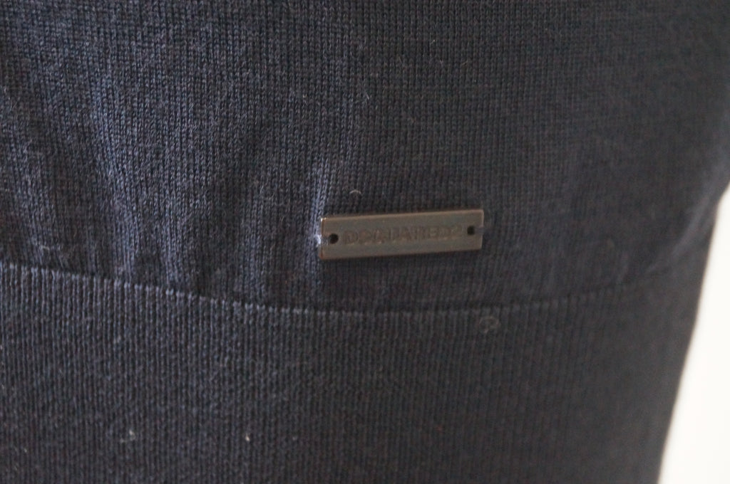 DSQUARED2 Navy Blue 100% Wool V Neck Sleeveless Vest Tank Jumper Cardigan Top L