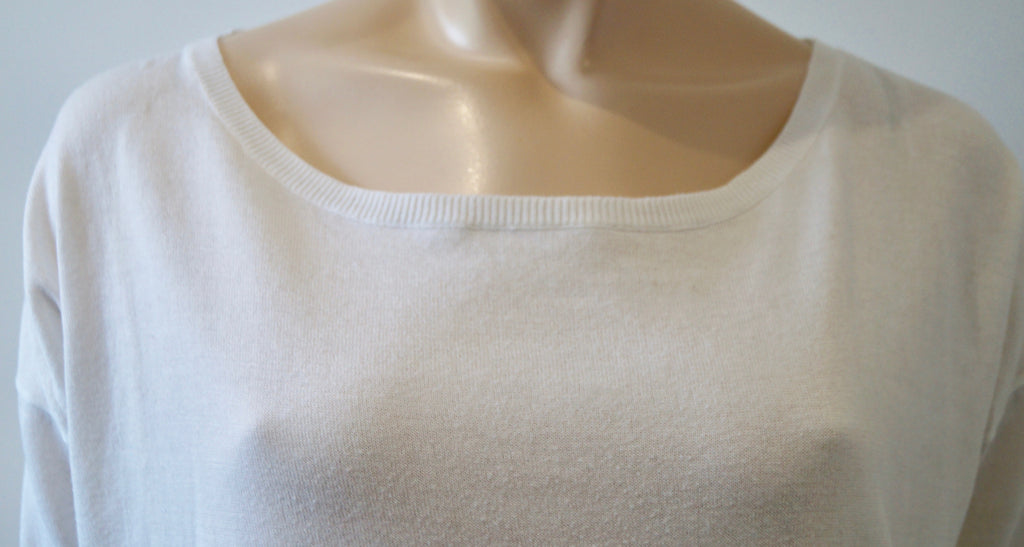 JOIE Porcelain White Silk & Cotton Embroidered Long Sleeve Jumper Sweater Top M