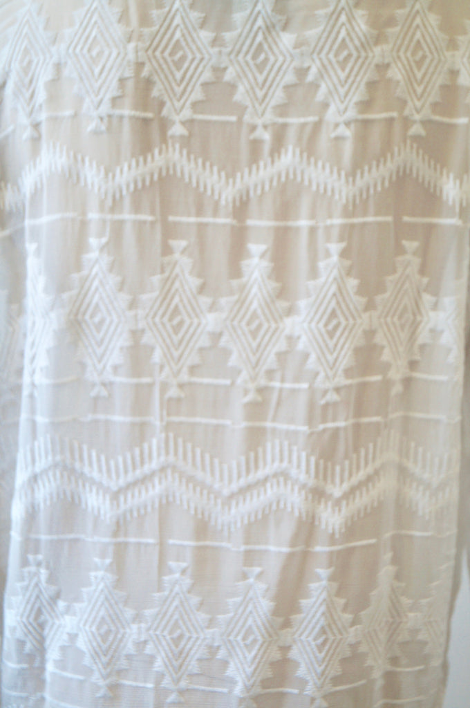 JOIE Porcelain White Silk & Cotton Embroidered Long Sleeve Jumper Sweater Top M