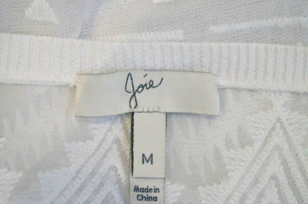 JOIE Porcelain White Silk & Cotton Embroidered Long Sleeve Jumper Sweater Top M