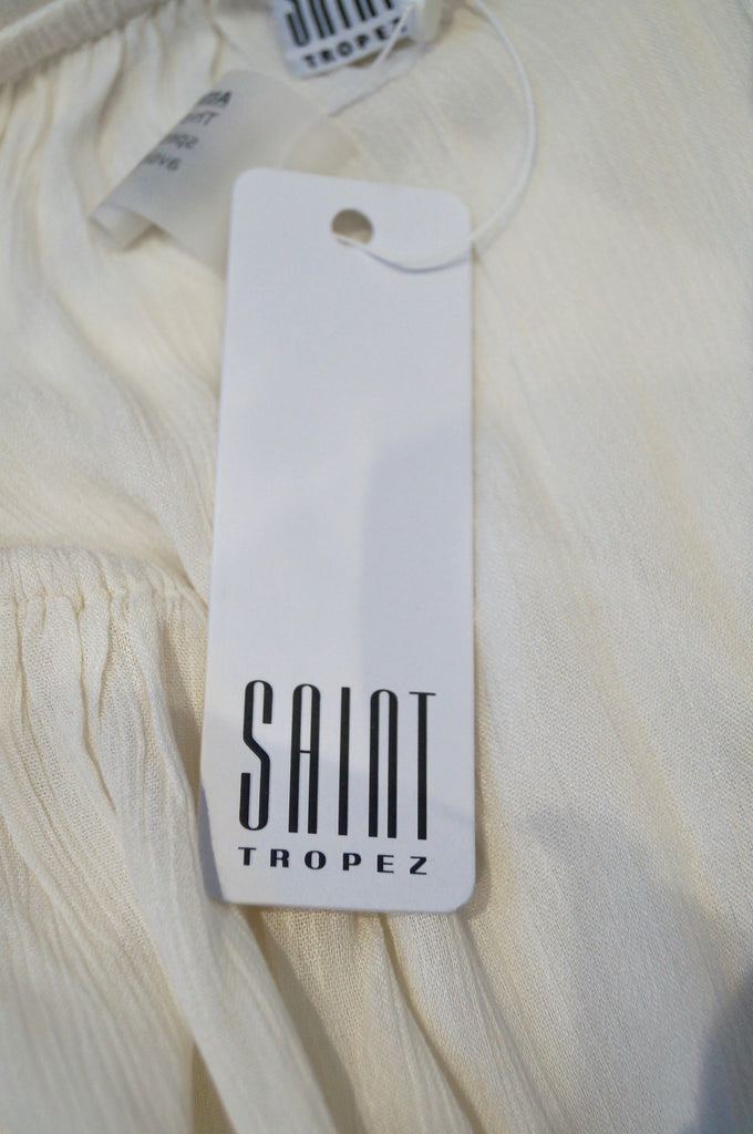 SAINT TROPEZ Winter White Off Shoulder 3/4 Sleeve Cover-Up Beach Dress S BNWT