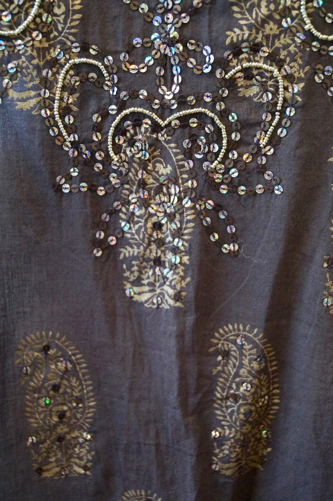 JULIET DUNN Brown & Bronze Cotton Sequin Embellished Beach Cover Up Dress 3