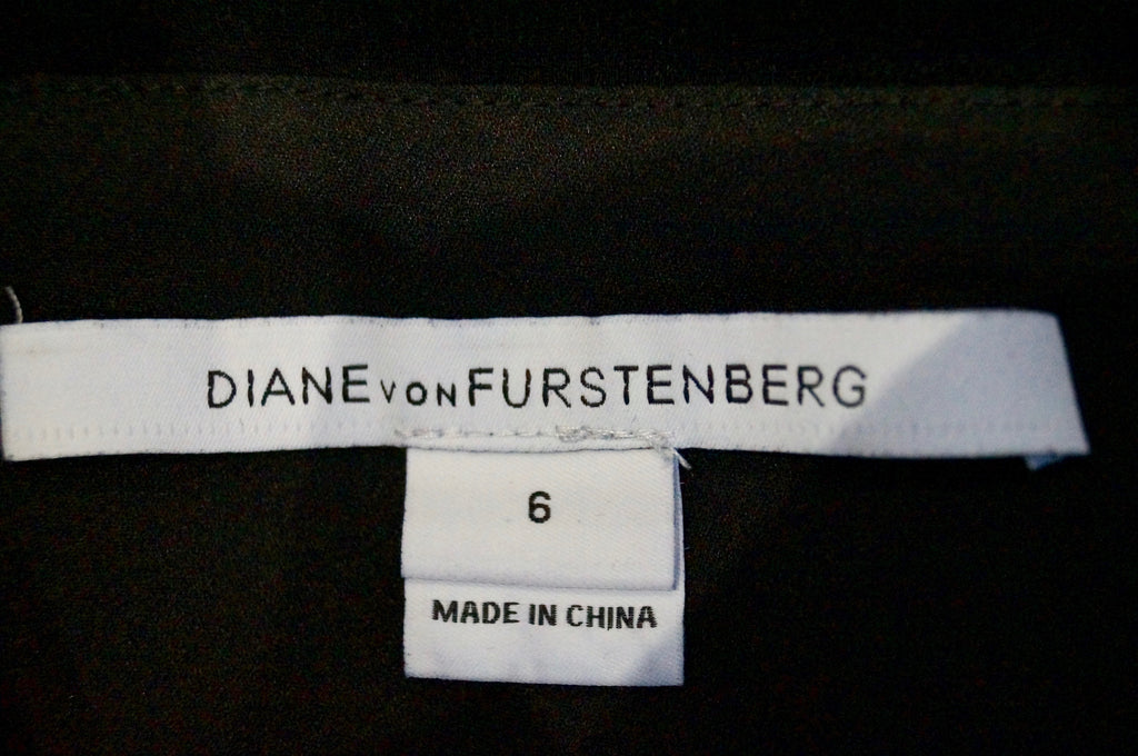 DIANE VON FURSTENBERG Black Sheer Panel Lace Crochet Sleeveless Evening Dress