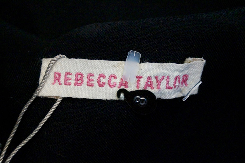 REBECCA TAYLOR Blue Black Cream Pink Abstract Print Round Neck Sleeveless Dress