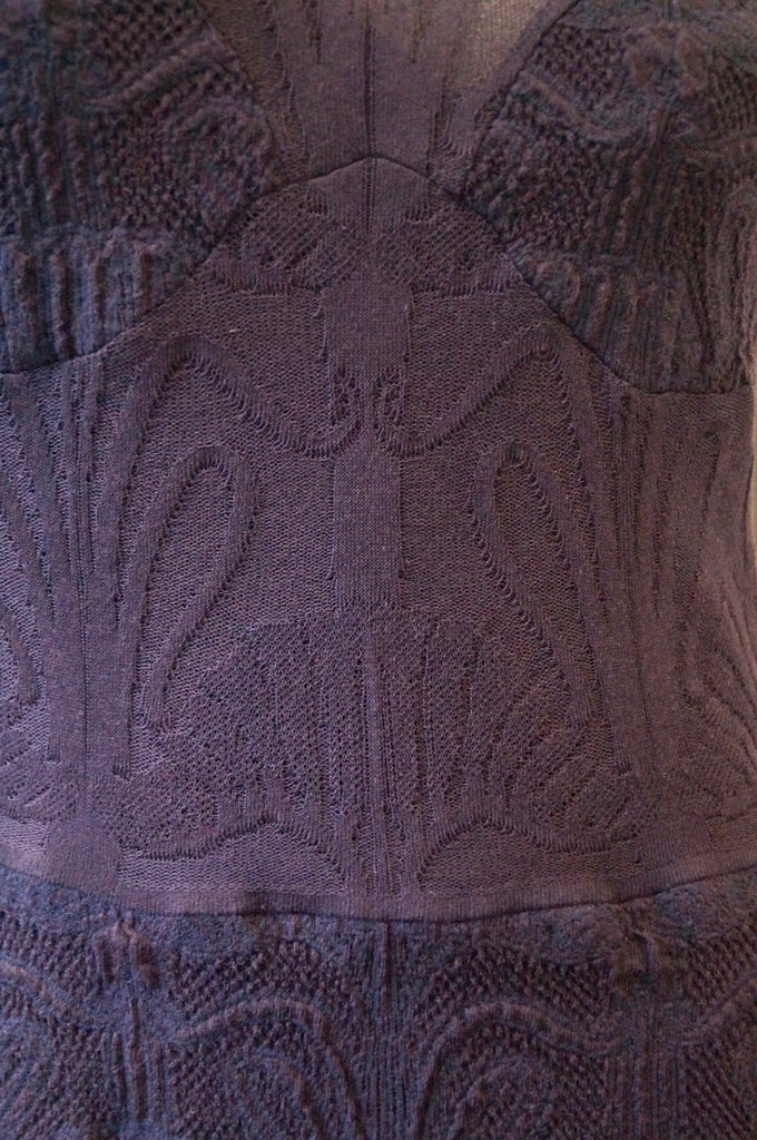 M MISSONI Purple Plum V Neck Sleeveless Semi Sheer Panelled Dress IT44 UK12