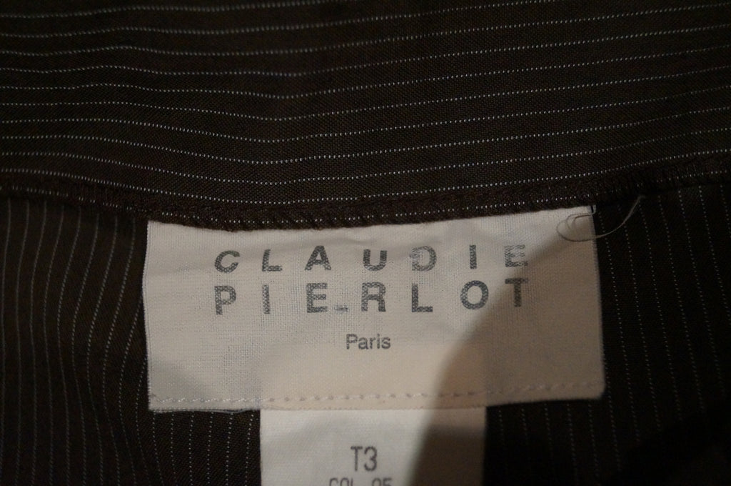 CLAUDIE PIERLOT Women's Brown Cotton Pinstripe Long Casual Turn-Up Hem Shorts T3