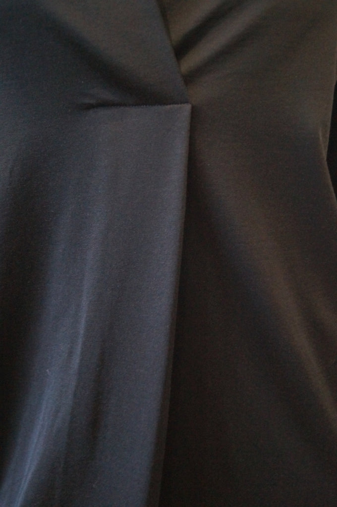 ARKET Womens Black Cotton Jersey Stretch V Neck Long Sleeve Tunic Smock Dress XS