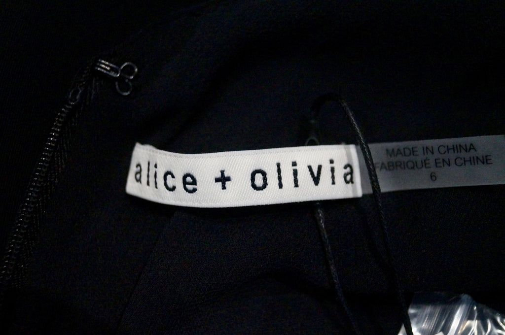 ALICE & OLIVIA STACEY BENDET Black V Neck Pleated Sleeveless Dress 6 UK10 BNWT