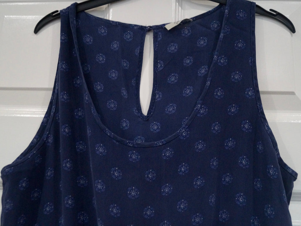 JOIE Navy Blue & White 100% Silk Geometric Print Sleeveless Romper Playsuit M