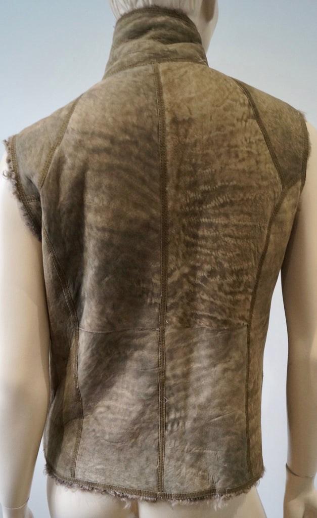 JOSEPH Women's Brown Lambskin Suede Sheepskin Lined Gilet Jacket FR42 UK14