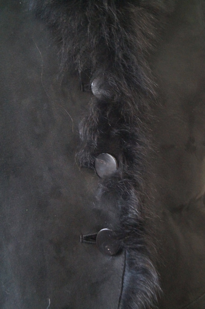 JOSEPH Women's Black Lambskin Suede Fur Lined Sleeveless Gilet Jacket FR40 UK12