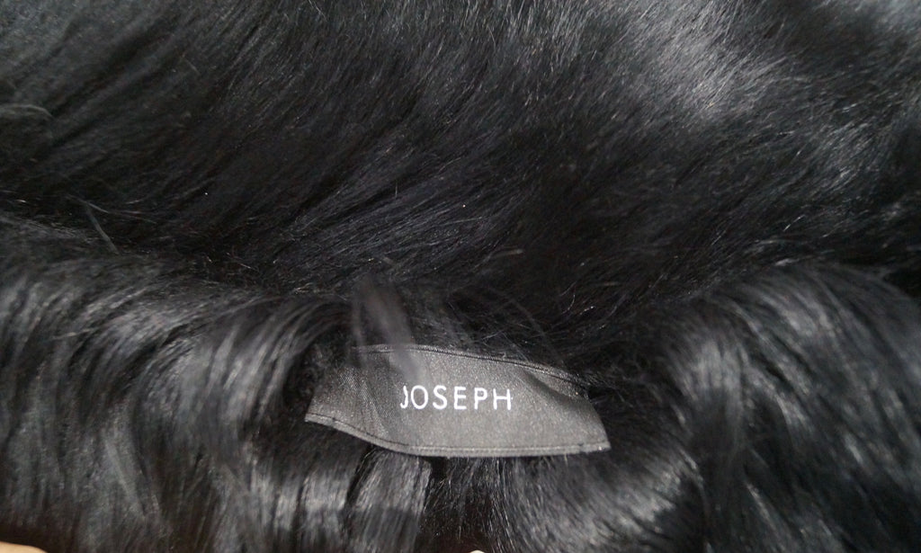 JOSEPH Women's Black Lambskin Suede Fur Lined Sleeveless Gilet Jacket FR40 UK12