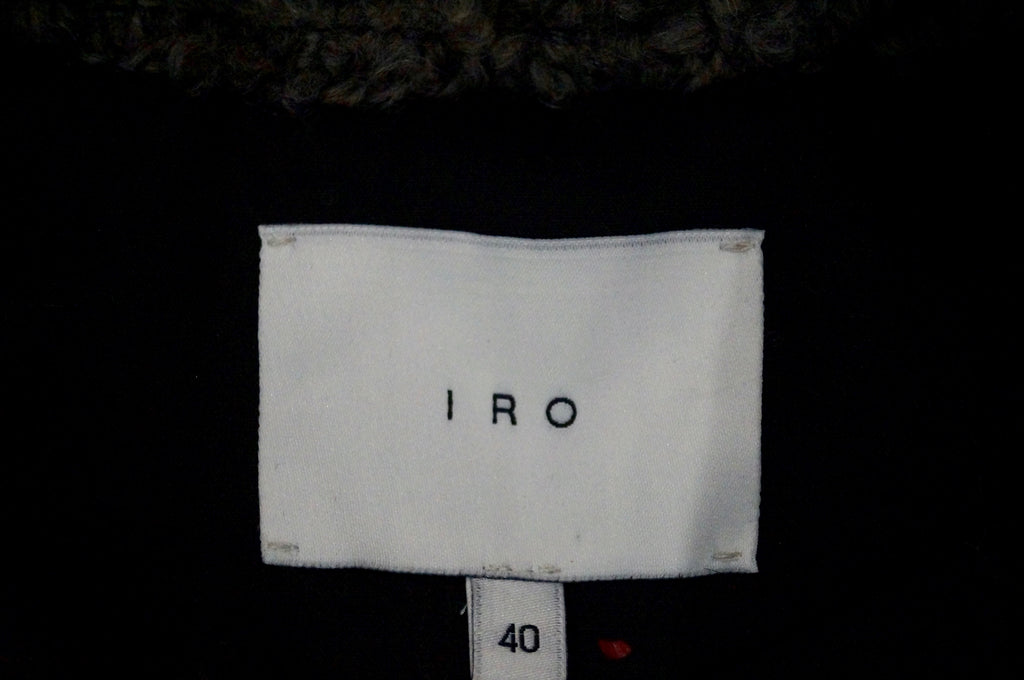 IRO Women's CARENE Brown Black Chunky Knit Long Sleeve Cardigan Jacket 40 UK12