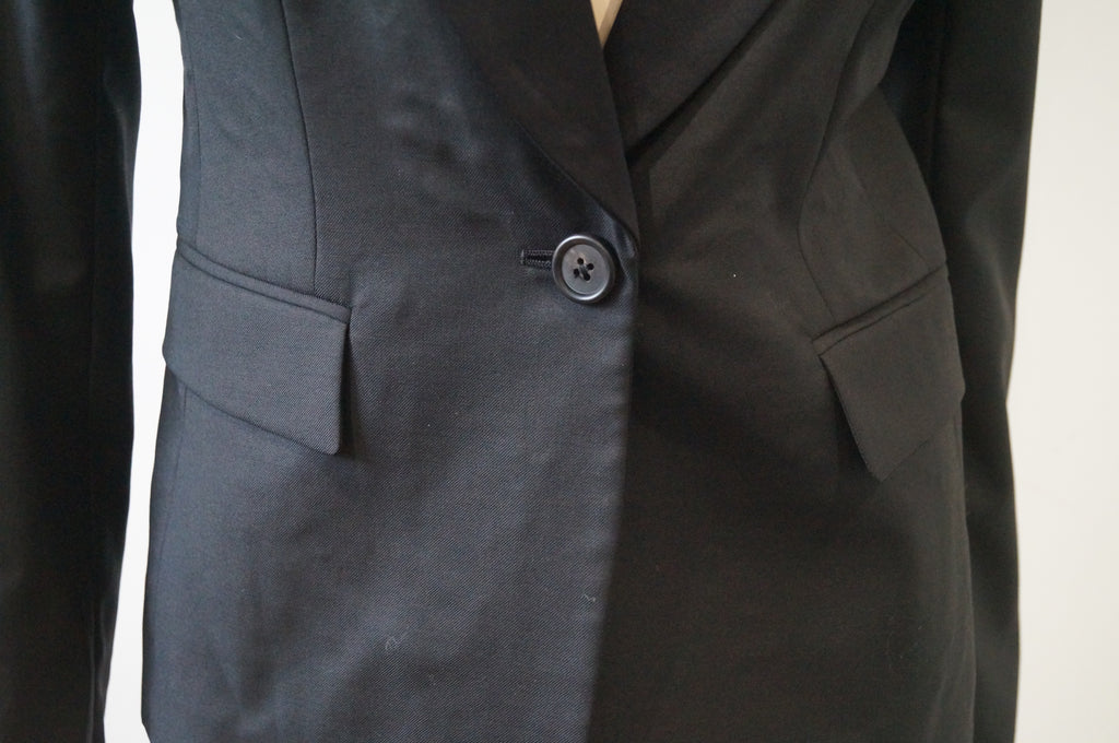 JOSEPH Black Wool LARA SMOKING Sheen Lapel Formal Lined Blazer Jacket 40 UK12